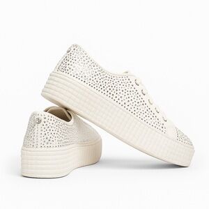 Madden NYC White Rhinestone Platform Sneakers Women’s Size 10